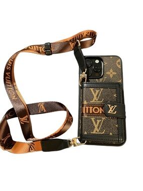 Monogram Crossbody Phone Case Wallet with Strap | Card Holder iPhone Case Chic